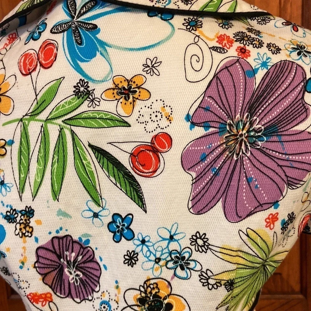 600 West Floral Capped Sleeve Slight Fit & Flare Flare/Summer Dress Casual Sz 8 - Picture 5 of 16